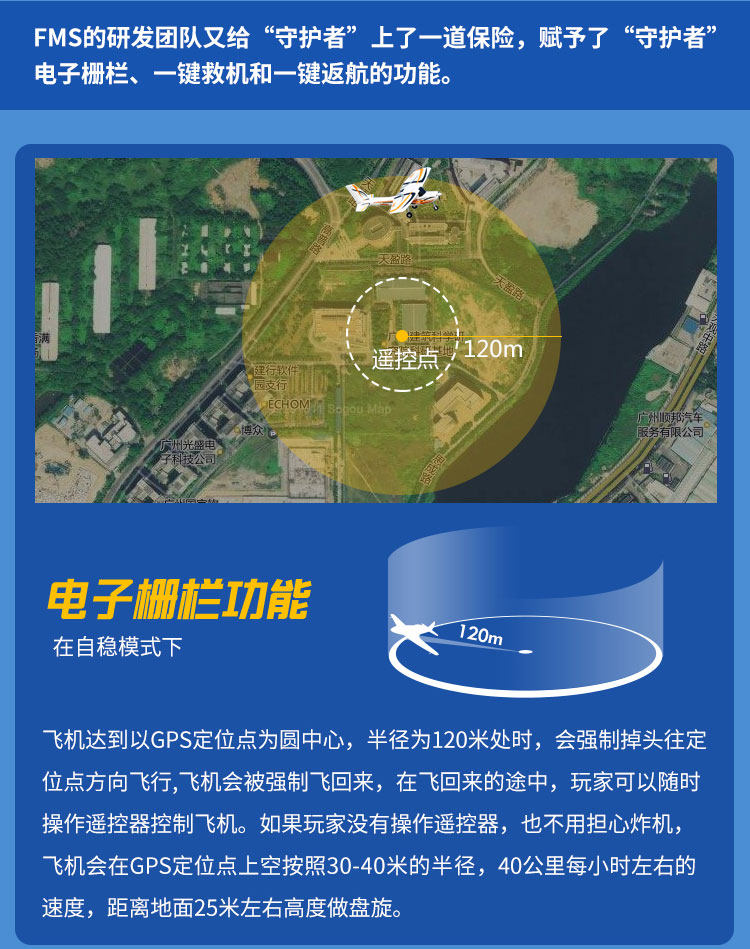 Самолет на дистанционном управление fms850mm守护者mini初级gps系统锐飞返航电子遥控固定翼飞机航模