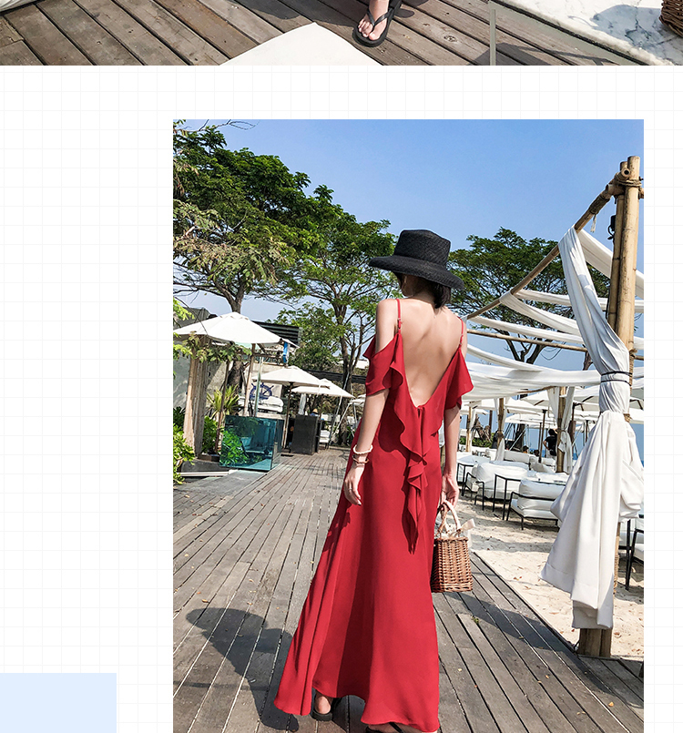 VK旗艦店 韓國風名媛荷葉邊顯瘦雪紡細肩帶無袖洋裝