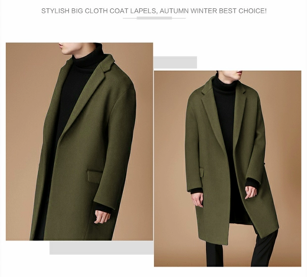 2019 mùa thu và mùa đông áo khoác cashmere mới cho nam dài phần len lỏng kích thước lớn áo thủy triều Hàn Quốc áo gió giản dị