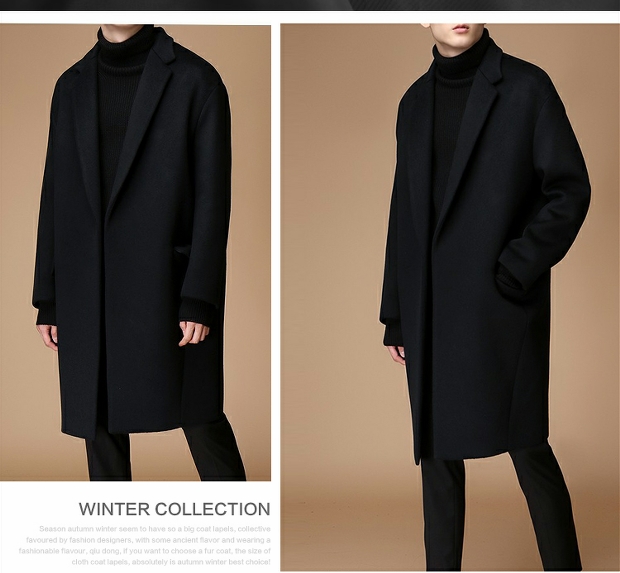 2019 mùa thu và mùa đông áo khoác cashmere mới cho nam dài phần len lỏng kích thước lớn áo thủy triều Hàn Quốc áo gió giản dị áo da lộn nam