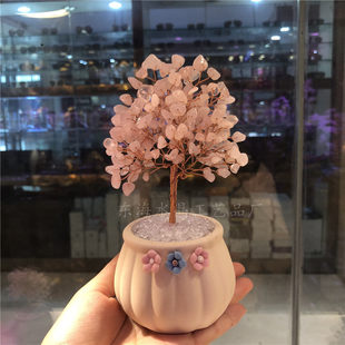 ナチュラルピンクパープルグリーンシトリンかわいい桃の花の木の装飾品として親友へのギフトとしてホームリビングルームジュエリートルマリンパープル