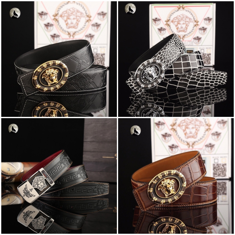 2022 new men's belt glossy leather pants belt fashion personality printing belt youth beauty head smooth buckle