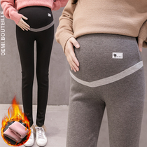 Pregnant women leggings autumn and winter 2019 new fashion plus velvet thickened warm pregnant women belly pants wear high waist pants