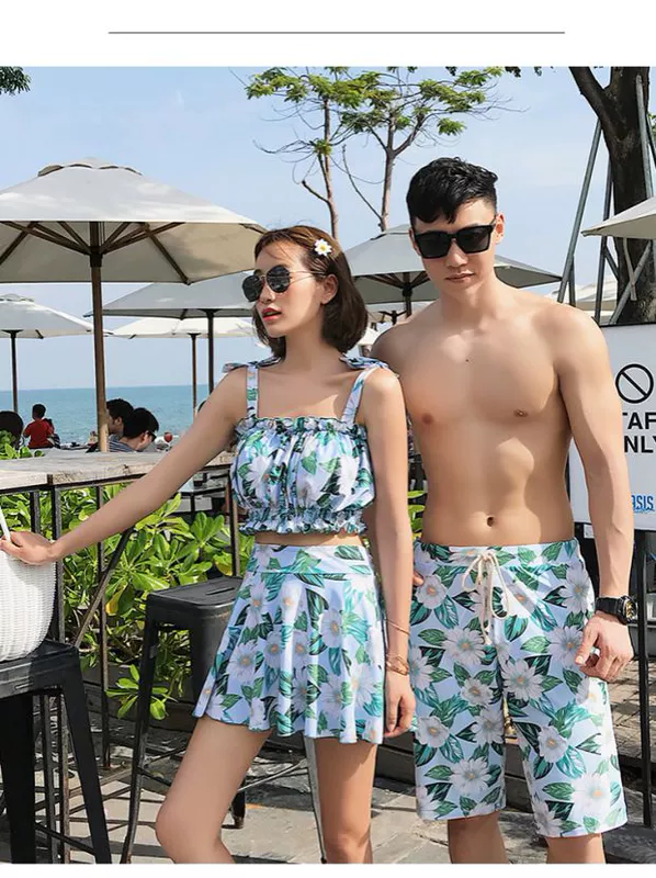 Cặp vợ chồng phù hợp với áo tắm nữ bảo thủ kiểu váy một mảnh mảnh mai che bụng kỳ nghỉ tuần trăng mật spa đồ bơi bãi biển - Vài đồ bơi