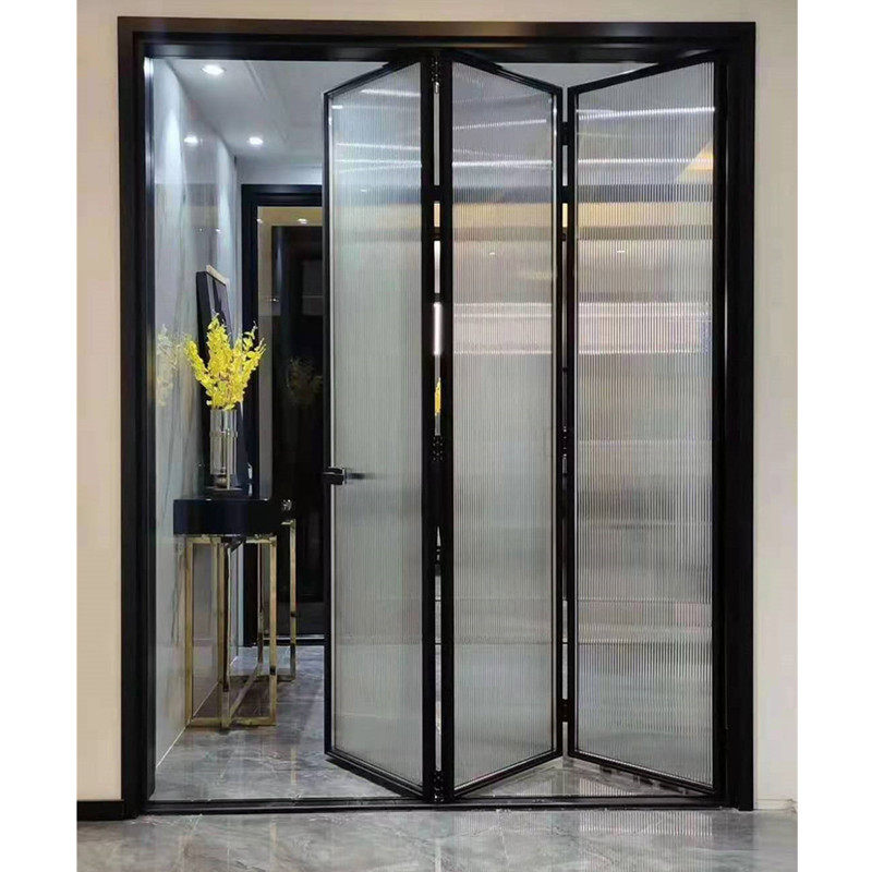 Beijing folding door sliding door kitchen aluminum magnesium alloy narrow side powder room without rail Changhong glass partition customization