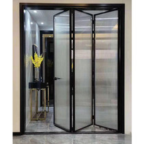  Beijing folding door sliding door kitchen aluminum magnesium alloy narrow edge bathroom without lower rail Changhong glass partition customization