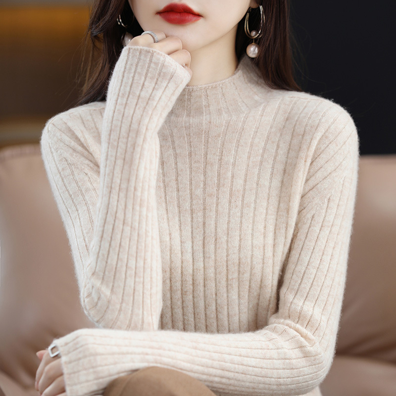 French-Style Minimalist Autumn and Winter Half-Turtleneck Base Sweater for Women, Wool Long-Sleeve Slim-Fit Versatile Pullover Knit Sweater French-Style Minimalist Autumn and Winter Half-Turtleneck Base Sweater for Women, Wool Long-Sleeve Slim-Fit Versatile Pullover Knit Sweater