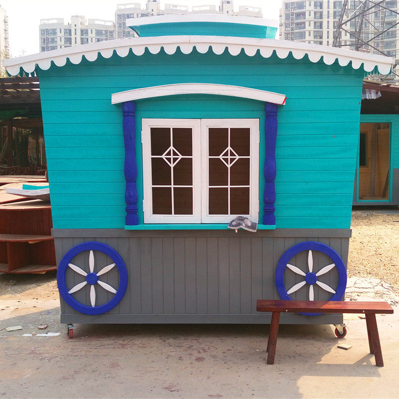 Outdoor sales cart wooden sales house rainproof kiosk pedestrian street attractions snacks ice cream solid wood removable