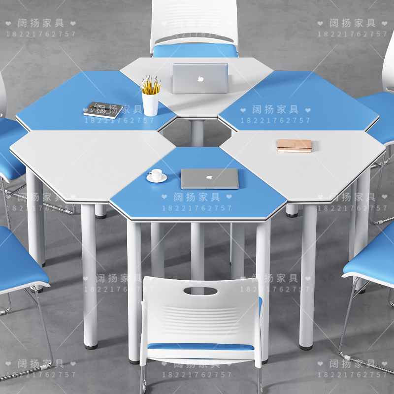 Multifunctional training table free combination splicing hexagonal table round table student tutoring table art learning table and chairs
