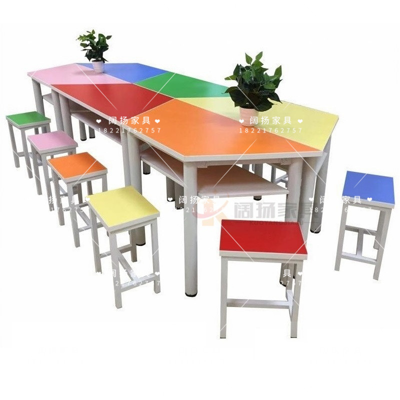 Student tutoring training table technology recording and broadcasting discussion room group activity table and chair trapezoidal color splicing combination table and chair