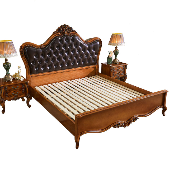 ຕຽງນອນຫນັງໄມ້ແຂງ 1.5m ຕຽງຄູ່ 1.8m ແບບເອີຣົບແບບງ່າຍດາຍທີ່ທັນສະໄຫມການເກັບຮັກສາ oak ສູງ box bed master bedroom