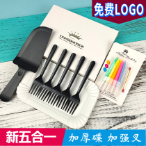 Cake Fork Tray Suit Disposable Paper Saucer Birthday Cutlery Transparent Upscale Knife Candle Triple set of outfit 1