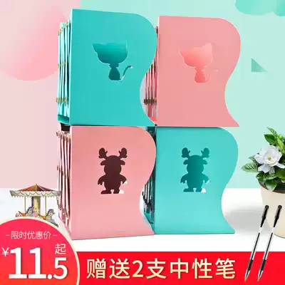 Telescopic book stand student large creative simple iron book stand clip book book cover table folding storage bookshelf