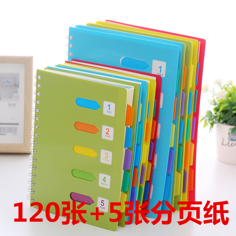 A5 coil book Color spiral book thickened rollover PP office classification notepad Stationery notebook