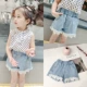 Quần short denim thoải mái và đẹp trai cho bé gái mùa hè mới 2020, quần dài viền ren dễ thương và ngọt ngào dành cho trẻ em cỡ vừa và nhỏ - Quần jean