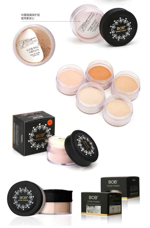 BOB trong suốt pha lê làm sáng bột phấn trang điểm bột sửa chữa phấn bột pearlescent mờ trang điểm kéo dài kiểm soát dầu che khuyết điểm - Quyền lực phấn phủ không màu