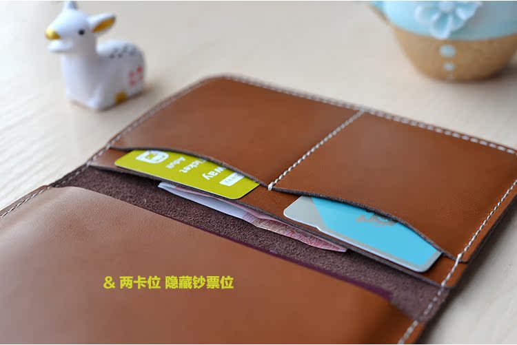 Da nam nữ ngắn đoạn văn học đơn giản siêu mỏng ví da retro tài liệu gói hộ chiếu hộ chiếu gói thẻ gói ví đựng passport khắc tên
