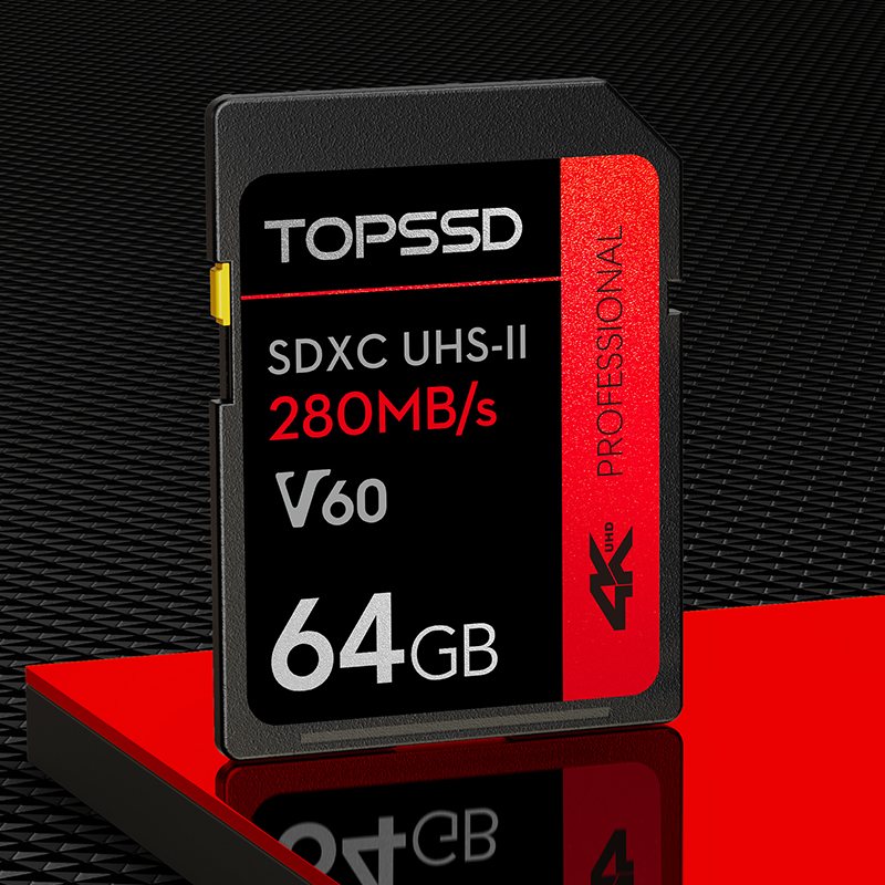 TOPSSD 280MB s UHS-II High Speed ​​Micro SLR Camera SD Card_64GB
