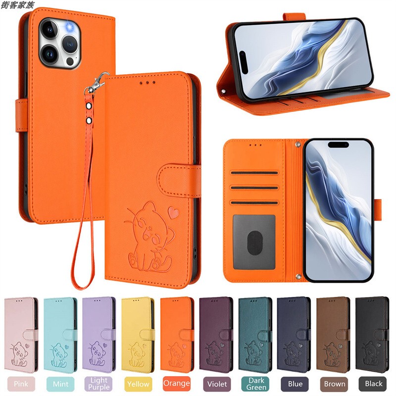 Suitable for Tcl Nxt Paper 70 Pro Mobile Phone Case, Cartoon Cute Cat Phone Protective Cover, Flip-Top Leather Case, Soft Silicone Shell, Full Edge Protection, Anti-Drop, Card Slot, Creative Retro Korean-Japanese Style