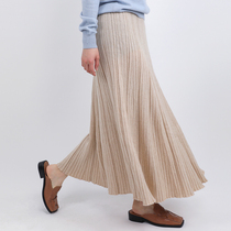 360 degree no dead angle simple atmosphere hanging cashmere knitted skirt long pendulum high waist pleated skirt