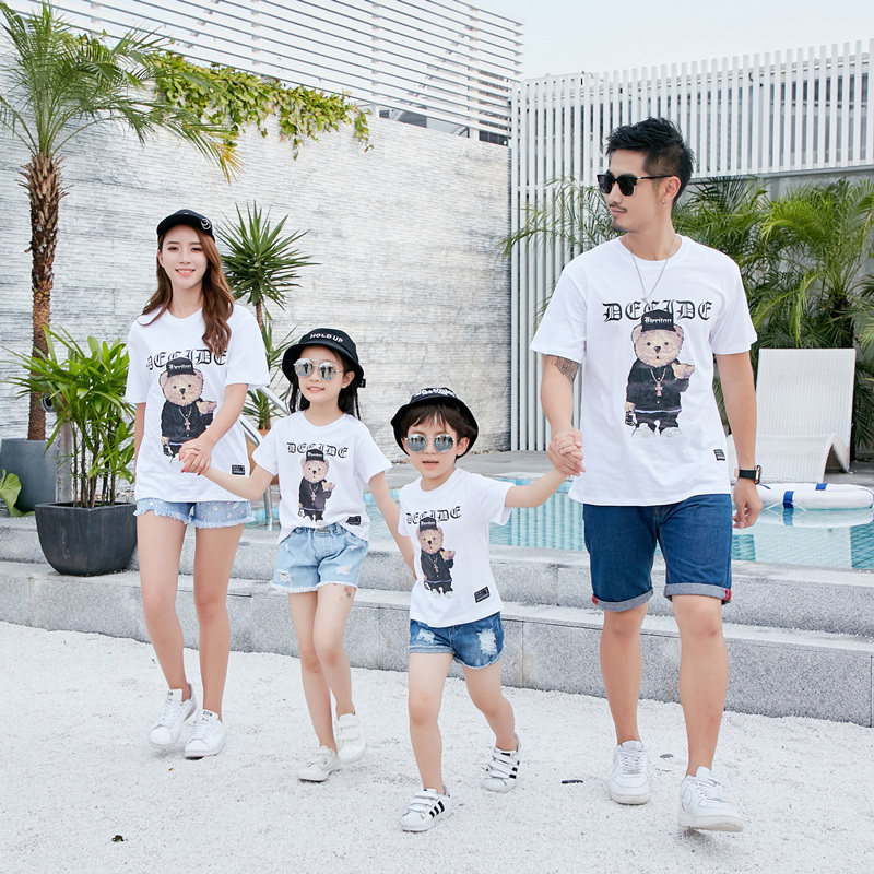 Pro-Child Fashion Summer Fashion 2018 New wave Mother and son Fashion whole family clothes family of three pins and Korean version T-shirt Mother women Fashion Summer