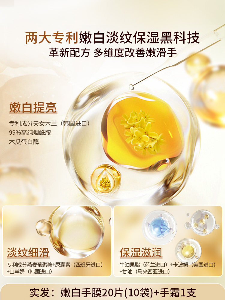 Маска для рук Ouliyuan увлажняющая, 20 шт