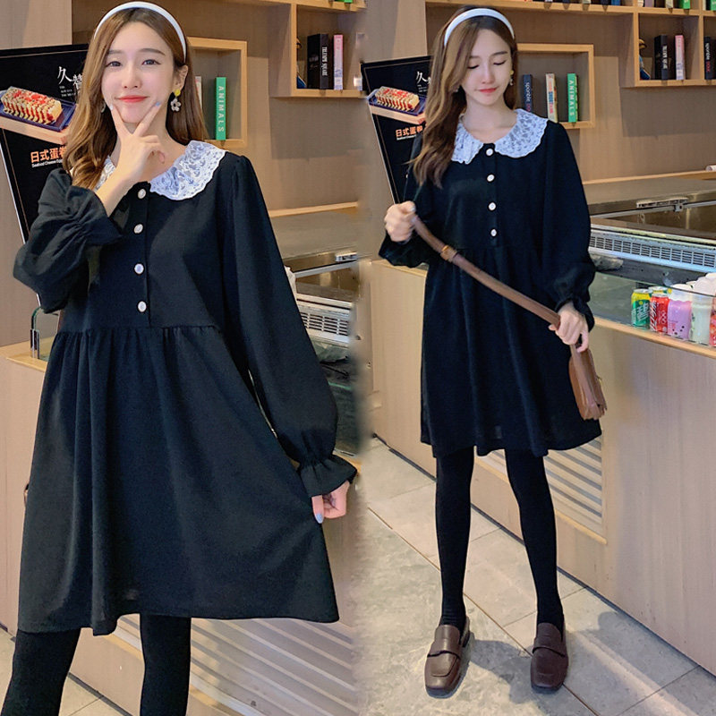 Maternity wear spring and autumn suit fashion models 2021 new trendy mother long-sleeved dress top two-piece suit