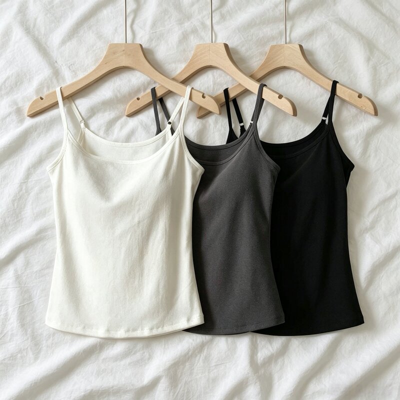 Lyocell Tencel Cotton Camisole with Chest Pads for Women 2026 Summer New Style Beautiful Back Bra Integrated Solid Color Top
