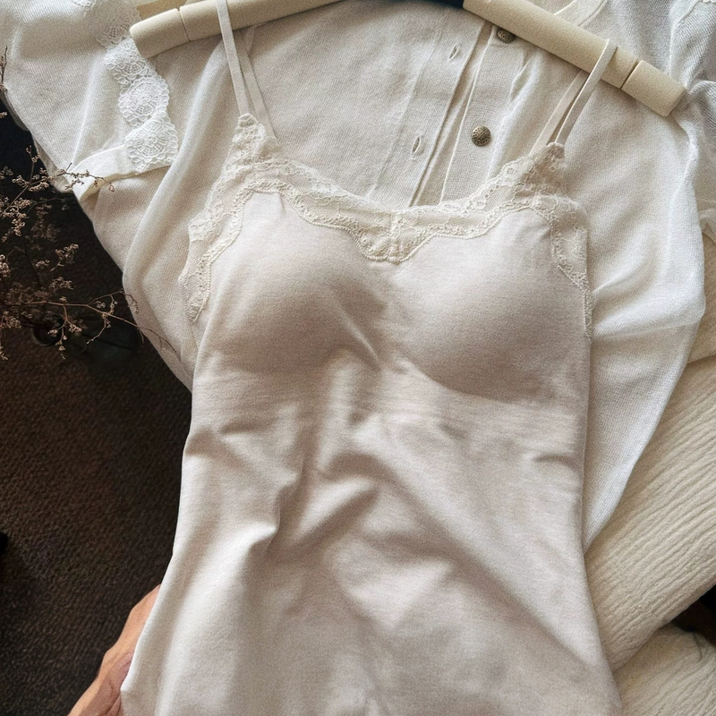 Silk Camisole with Built-In Bra and Chest Pads for Women, 2026 Autumn and Winter New Style, Beautiful Back Design, Sexy Lingerie Silk Camisole with Built-In Bra and Chest Pads for Women, 2026 Autumn and Winter New Style, Beautiful Back Design, Sexy Lingerie