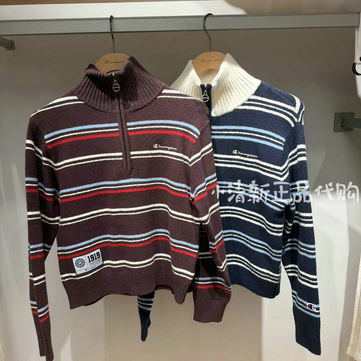 Champion Women's Wool Knit Pullover 2026 Autumn New American-Style Striped Sweater U6Dknsw159 Champion Women's Wool Knit Pullover 2026 Autumn New American-Style Striped Sweater U6Dknsw159