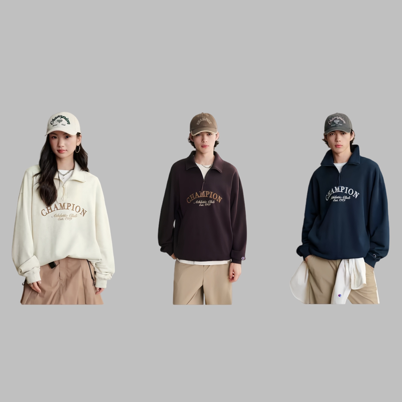 Champion Sweatshirt for Women 2026 Autumn New Pure Cotton Half-Zip Casual Loose Top for Men U6Cswsm086 Champion Sweatshirt for Women 2026 Autumn New Pure Cotton Half-Zip Casual Loose Top for Men U6Cswsm086
