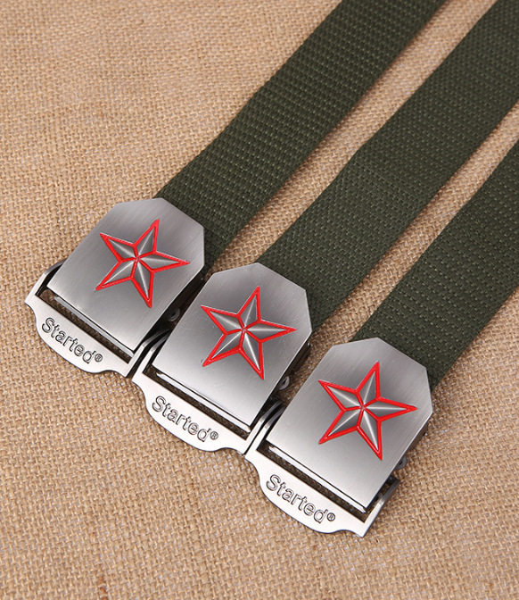 Canvas Red Five Stars Belt Corps Green Army Fans Accessories Belt Thin JEEP Men and women Identical Neutral Strap
