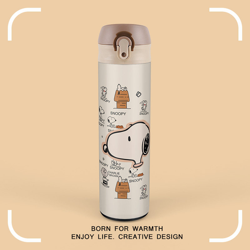 High-value gift with lid can drink water stainless steel large-capacity insulation cup kettle cartoon female student simple and cute