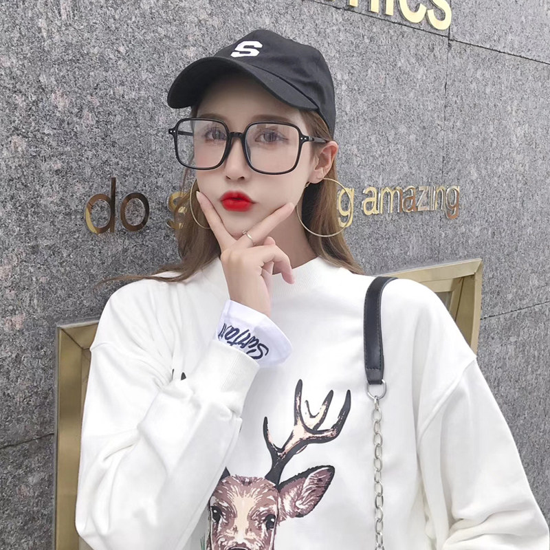 Black frame glasses female gm large frame vegan net red light anti-blue radiation protection eye myopia flat light male Korean version