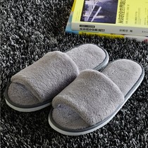 Coral velvet slippers thick-soled non-disposable home hospitality foldable gray one-size travel portable mens and womens shoes