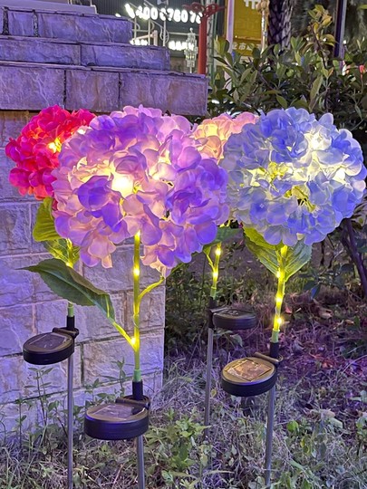 Solar-Blumenbeleuchtung, LED-Hortensien-Gartenbeleuchtung, Hofatmosphäre, Park, dekorative Lichter, Außenboden-Rasenbeleuchtung