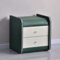 Genuine leather bed head cabinet Nordic modern minimalist containing bedroom storage whole solid wood size family type bedside cabinet