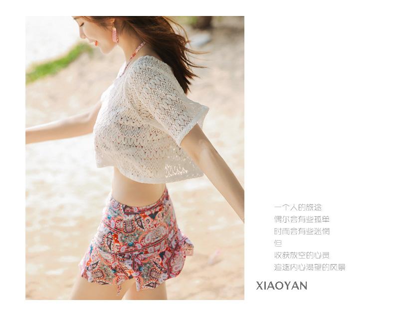 Cặp đôi đồ bơi nữ bikini ba mảnh chia váy kiểu spa XL Cô gái sinh viên Hàn Quốc mặc đồ bơi - Bikinis váy tắm biển đẹp