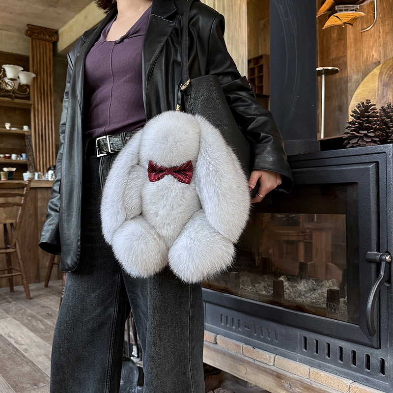 Imported Finnish Fox Whole Skin Cute Bunny Pendant Plush Toy Luxury Gift Large Rabbit Fur Backpack Decoration Imported Finnish Fox Whole Skin Cute Bunny Pendant Plush Toy Luxury Gift Large Rabbit Fur Backpack Decoration