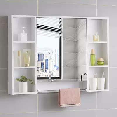 Nordic wash table dressing room mirror solid wood mirror cabinet mirror box wall style bathroom mirror mirror shelf
