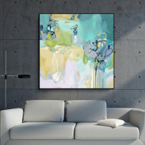 Pure hand-painted American living room modern simple abstract painting restaurant wall decoration painting light luxury sofa background wall hanging painting