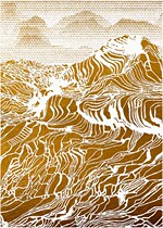 Acrylic carving hand-painted gold foil bottom decorative painting physical painting device painting carving art hanging painting hollow painting