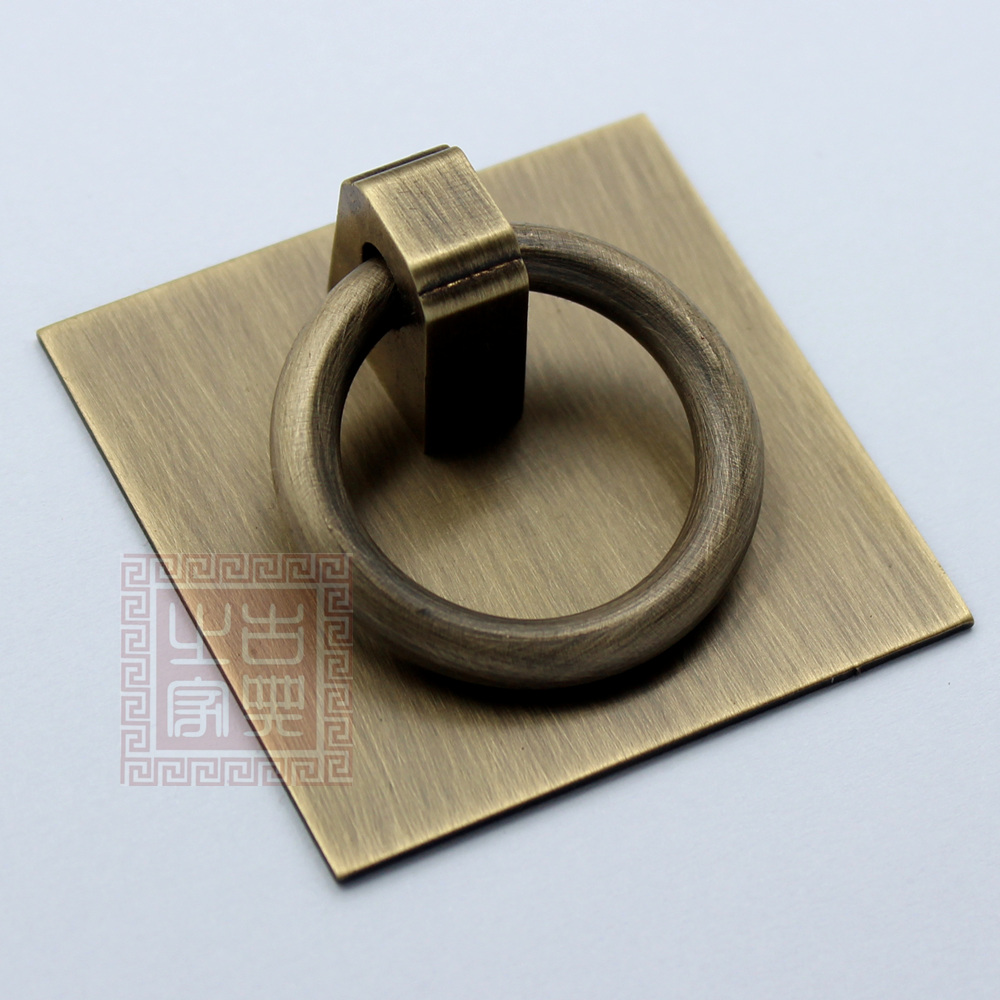Chinese furniture drawer handle medicine cabinet ring hand pull square piece ring drawer handle cabinet door Chinese pull A- 080