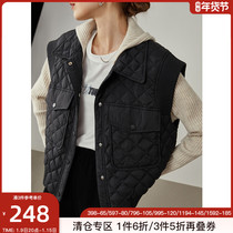 Van Sylan Big Pocket White Duck Down Basic Vest 2021 New Warm Solid Color Top