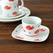 Japanese-made Hasami-yaki happiness red snapper pig mouth cup teacup Rice bowl Dinner plate plate Teapot ins tableware