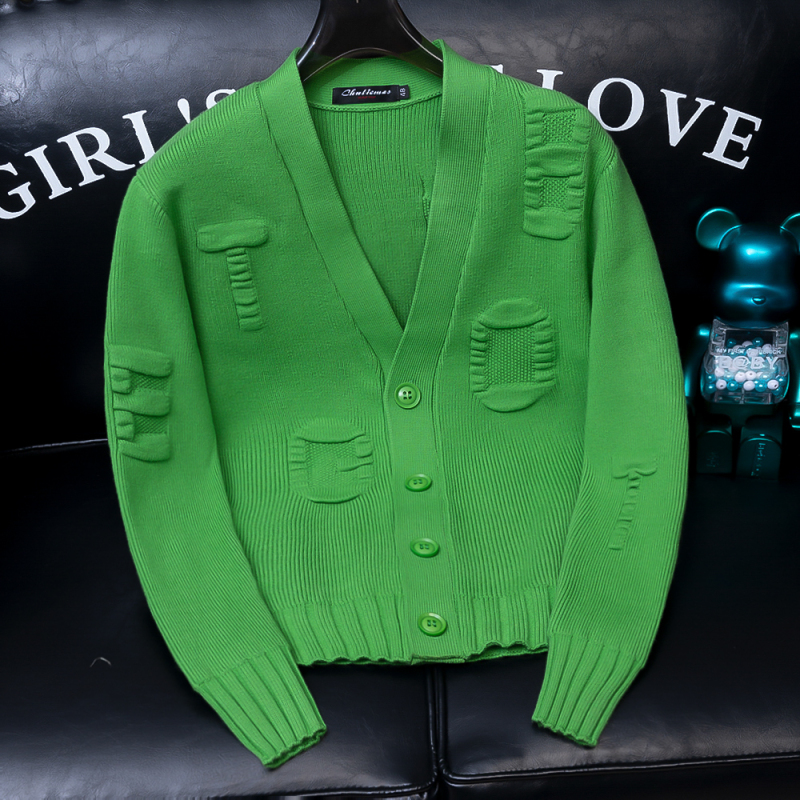 Trendy Designer Jacquard Green Cardigan Sweater for Men, High-End Autumn and Winter Knitwear, Fashionable and Simple Sweater Trendy Designer Jacquard Green Cardigan Sweater for Men, High-End Autumn and Winter Knitwear, Fashionable and Simple Sweater