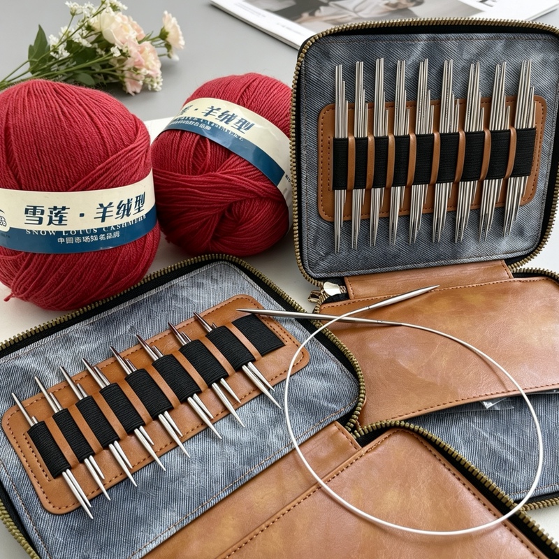【King of Reputation】High-Quality Polished Solid Stainless Steel Detachable Circular Knitting Needle Set DIY Handmade Sweater Knitting Needles 9 Pieces 【King of Reputation】High-Quality Polished Solid Stainless Steel Detachable Circular Knitting Needle Set DIY Handmade Sweater Knitting Needles 9 Pieces