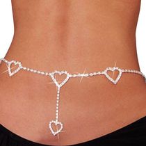 Sexy Beach Bikini Heart Shape Waist Chain Womens Thin Belt New Korean Style Versatile Love Link Belt with Diamonds