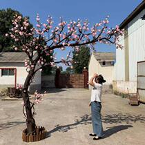 Artificial magnolia tree Artificial plant Fake tree Large floor-to-ceiling floral window Living room hotel decoration fake flower ornaments