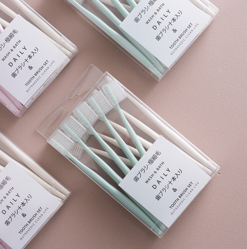 20 pieces of family pack household Japanese toothbrush soft bristle adult model ultra-fine ultra-soft men's and women's small head antibacterial toothbrush